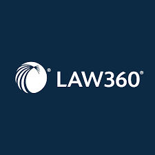 Blue background with white LAW360 logo.